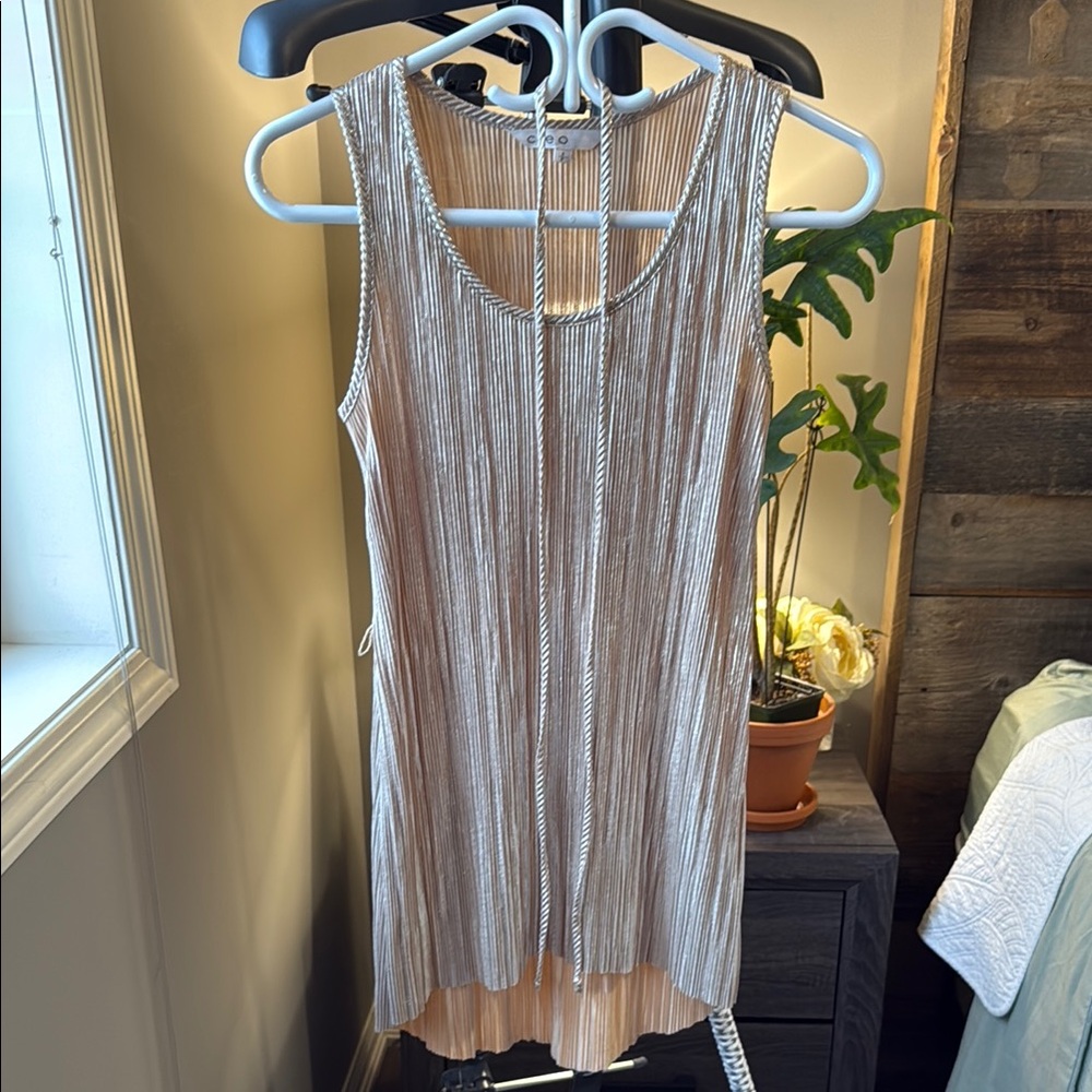 Cleo Gold Pleated Asymmetrical Sleeveless Tank